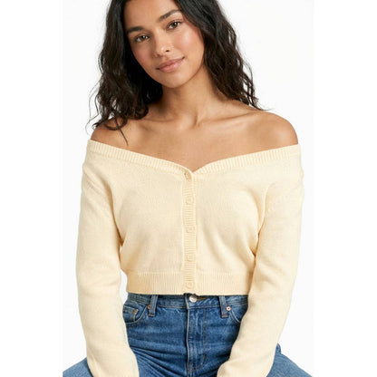 Off The Shoulder Crop Sweater Top