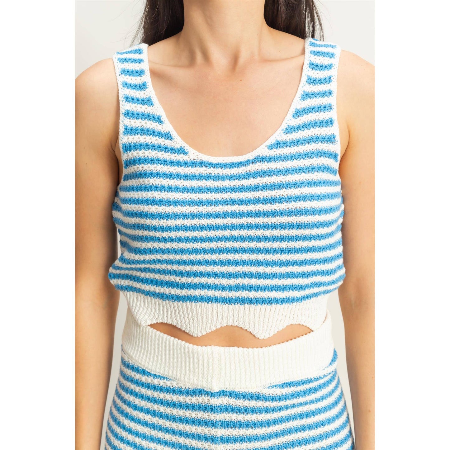 Striped Sleeveless Tank And Shorts Set