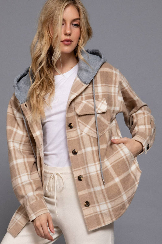 Plaid Hoodie Fleece Jacket (S-2X)