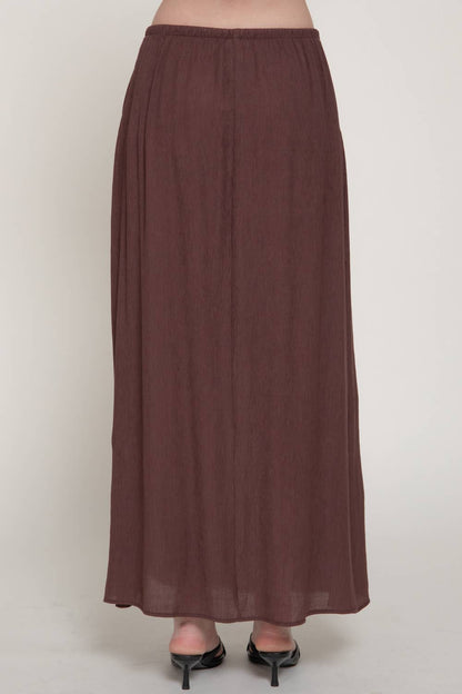 Crinkle Elastic Waist Long Skirt
