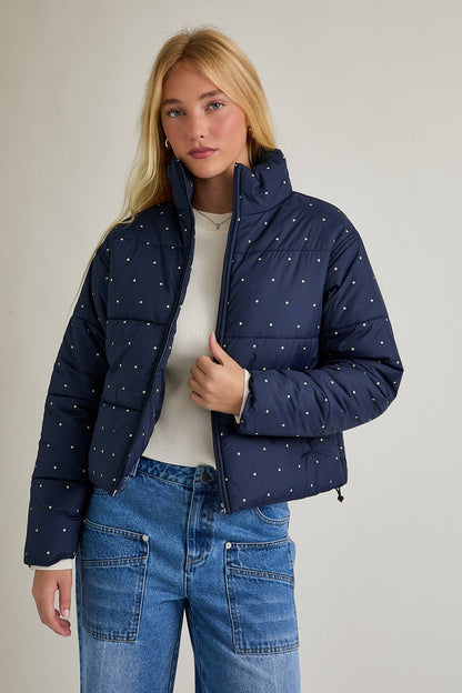 Floral Dot Puffer Jacket