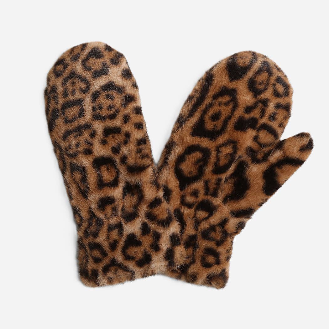 Leopard Fur Winter Mittens