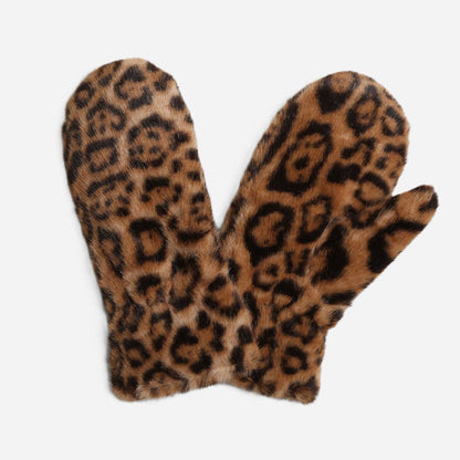 Leopard Fur Winter Mittens