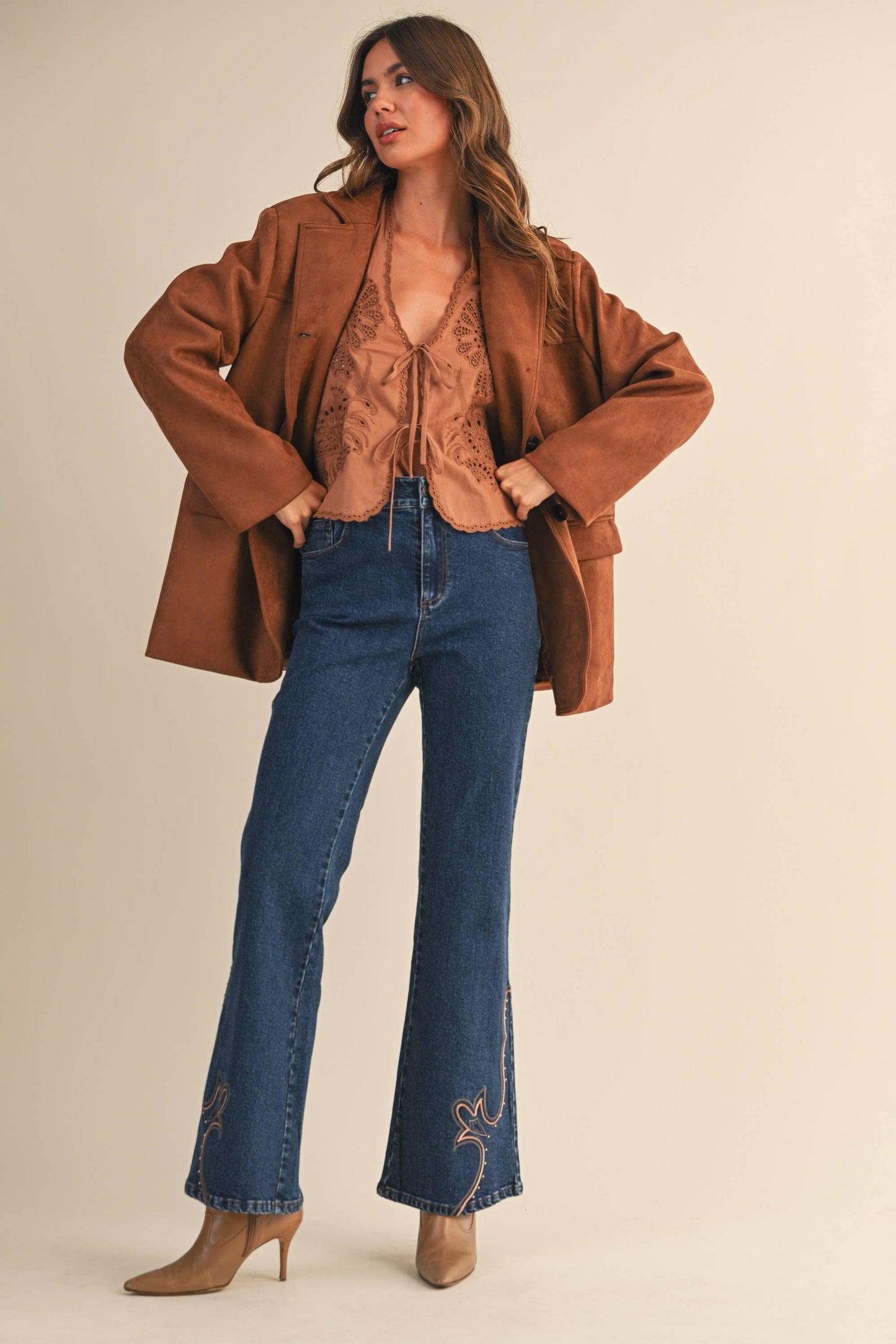 SUEDE OVERSIZED BLAZER JACKET