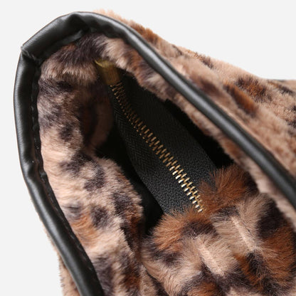 Leopard Fur Shoulder Tote Bag