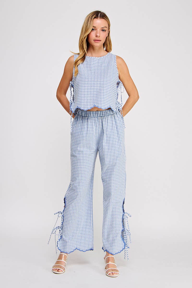 Gingham Side Tie Tank