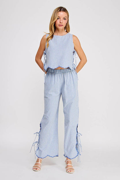 Gingham Side Tie Tank