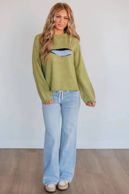 Meadow Mist Fish Knit Sweater