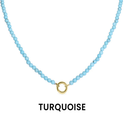 Semi Precious Stone Charm Keeper Necklace