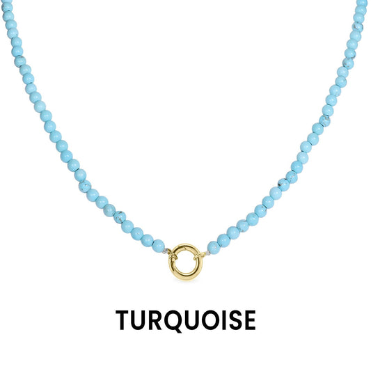 Semi Precious Stone Charm Keeper Necklace