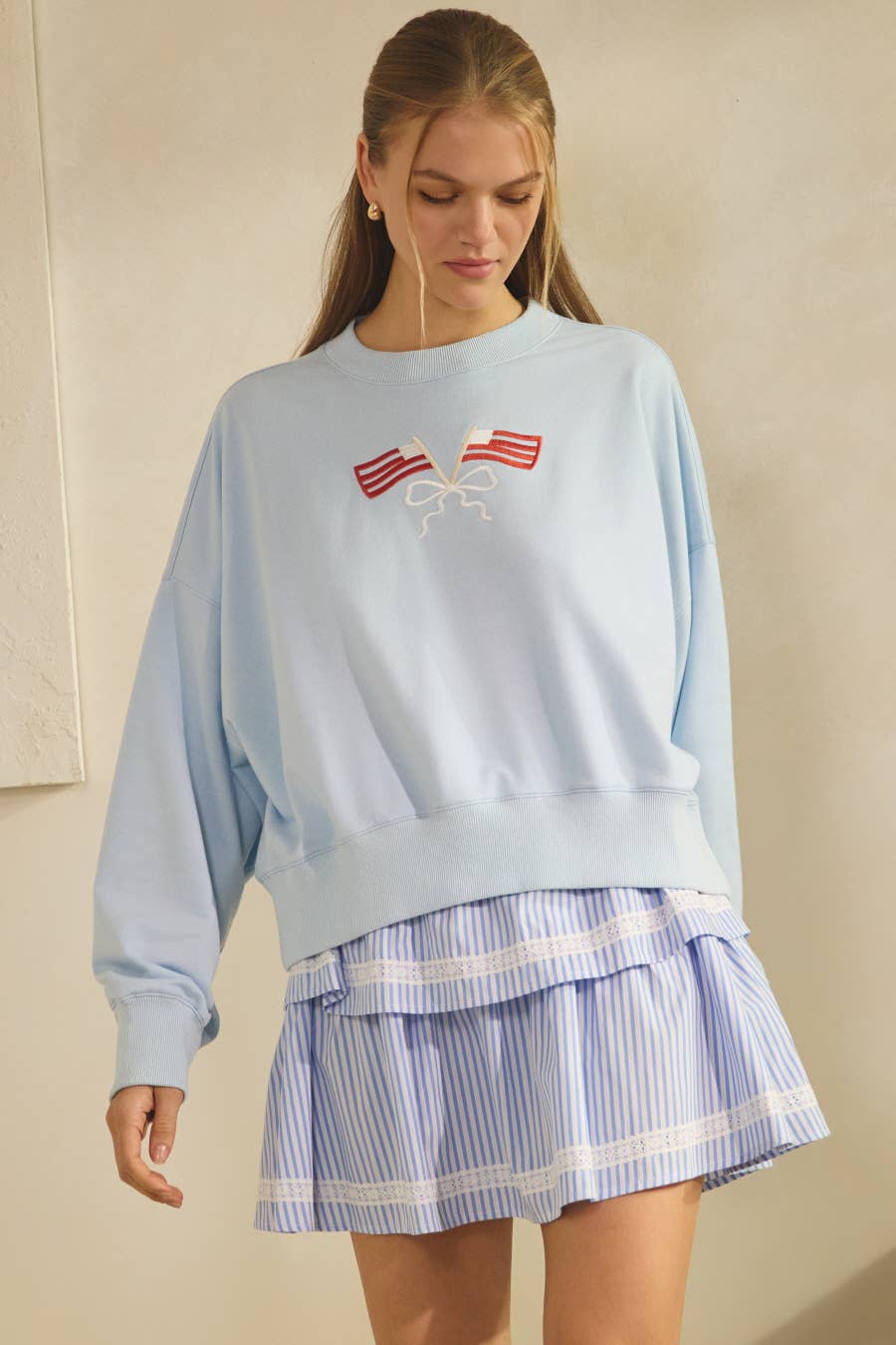 Flag Cropped Sweatshirt