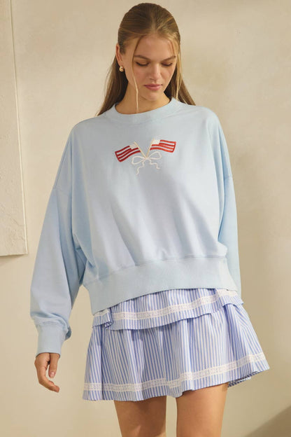 Flag Cropped Sweatshirt