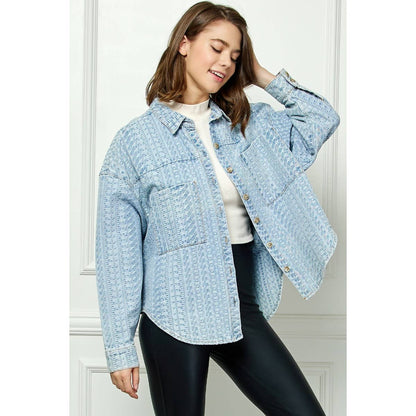 Jacquard Overfit Denim Shirt