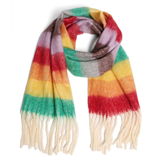 Striped Tassel Scarf