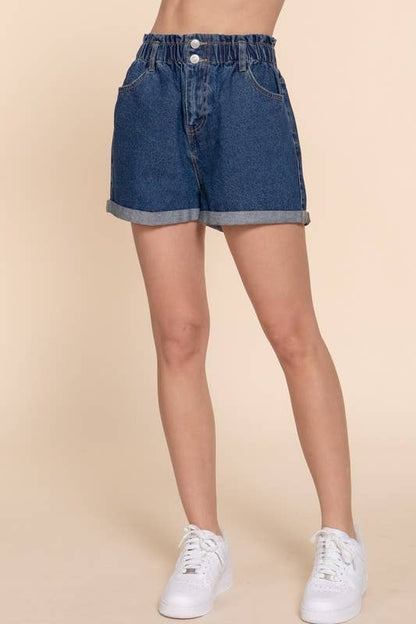 Paper Bag Denim Shorts