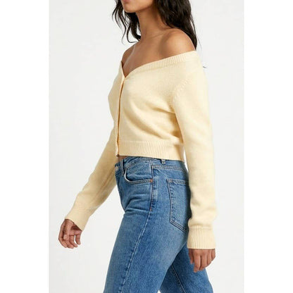 Off The Shoulder Crop Sweater Top