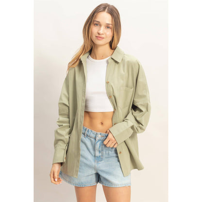 Oversized Collared Button Up Shirt