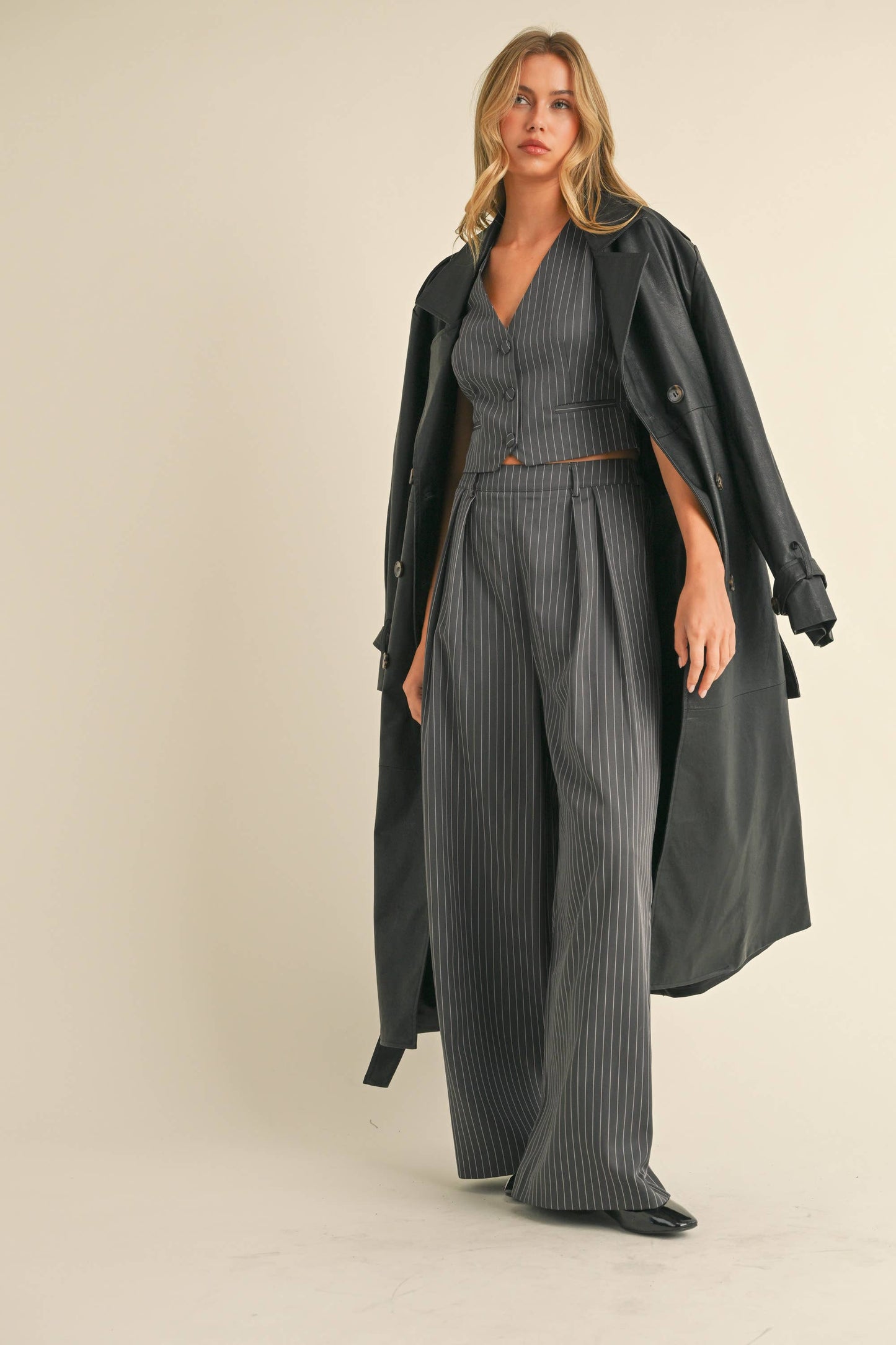Leather Belted Trench Coat