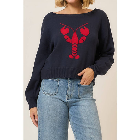 Boatneck Knit Lobster Sweater