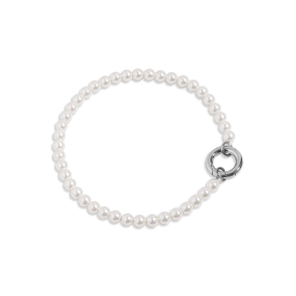 Stainless Beaded Pearl Charm Keeper Bracelet