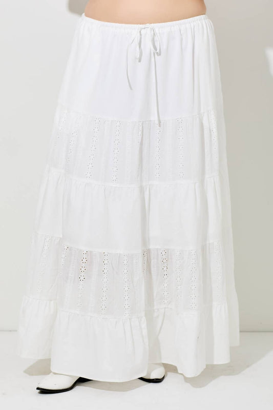 COTTON EYELET MAXI SKIRT