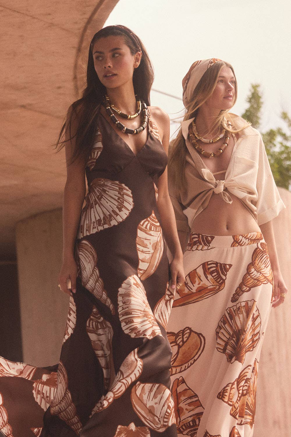 Seashell Satin Halter Open-Back Maxi Dress