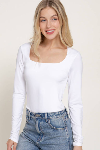 Square Neck Long Sleeve Knit Top