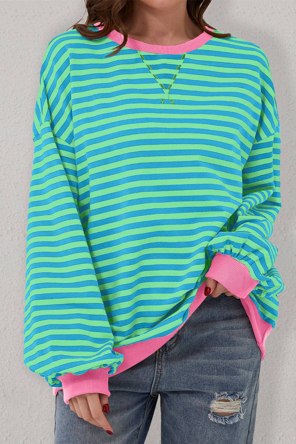 Stripe Crew Neck Sweatshirt