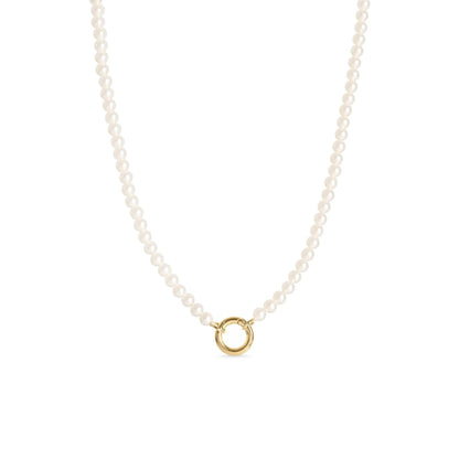 Beaded Pearl Charm Keeper Necklace: Gold