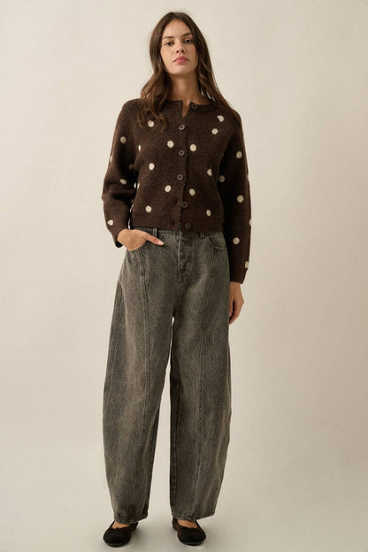 Polka Dot Cropped Cardigan