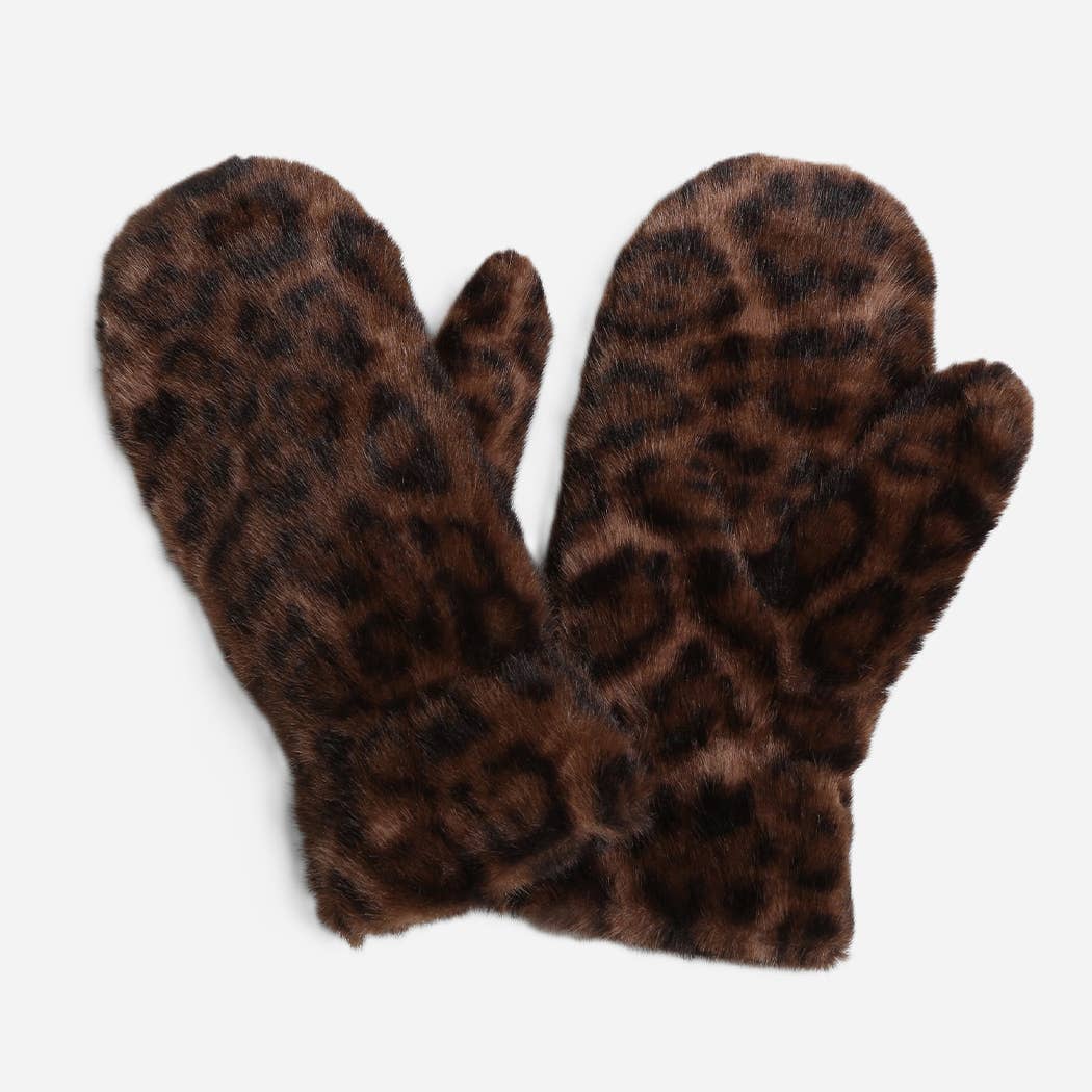 Leopard Fur Winter Mittens