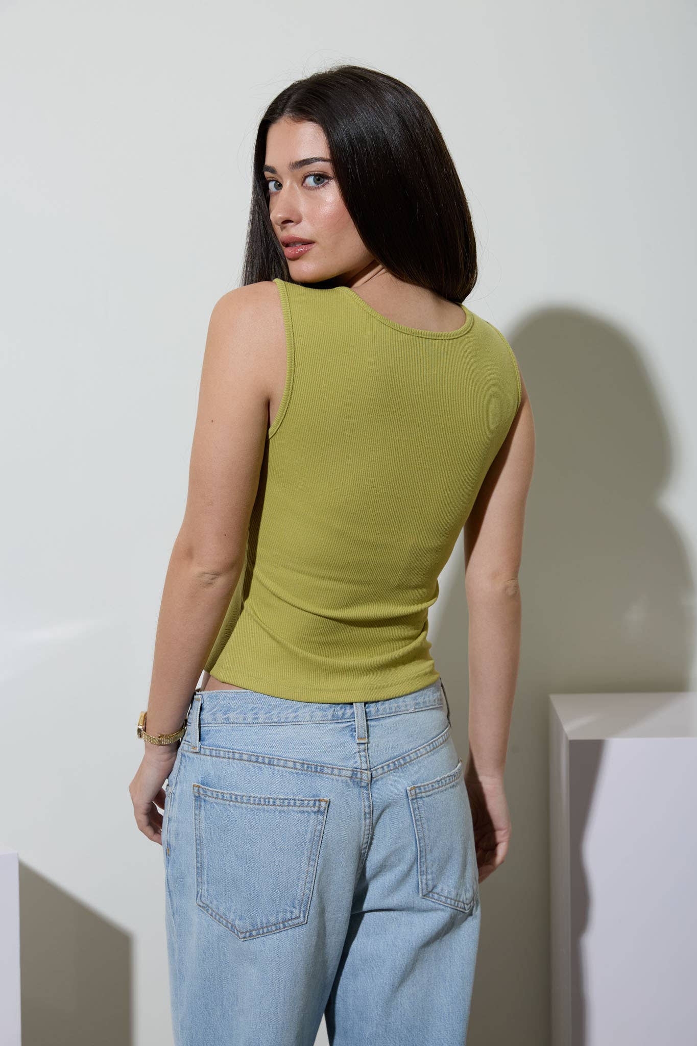 Button Down Split Hem Tank