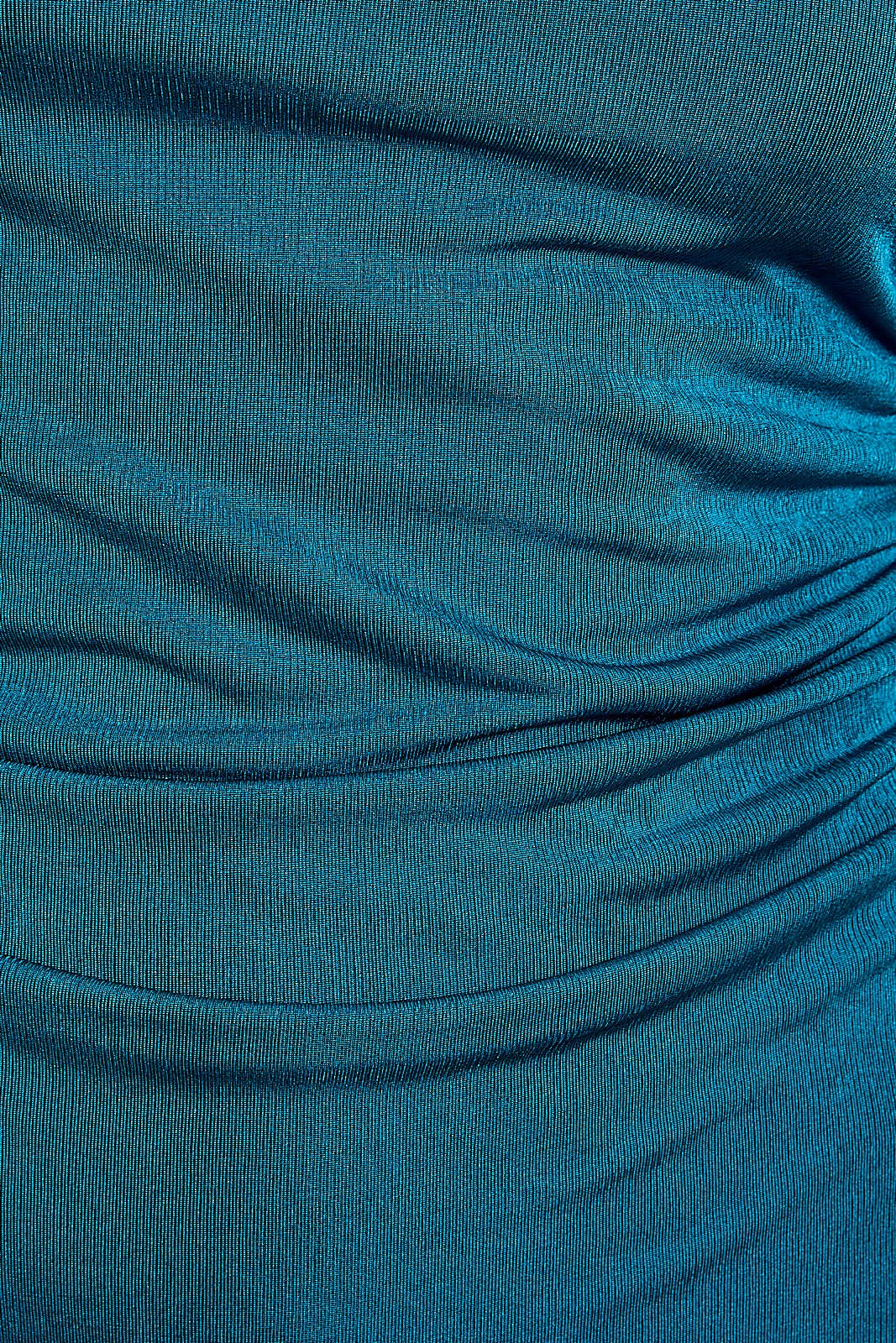 Shimmer Long Sleeve Side Shirring Midi Dress