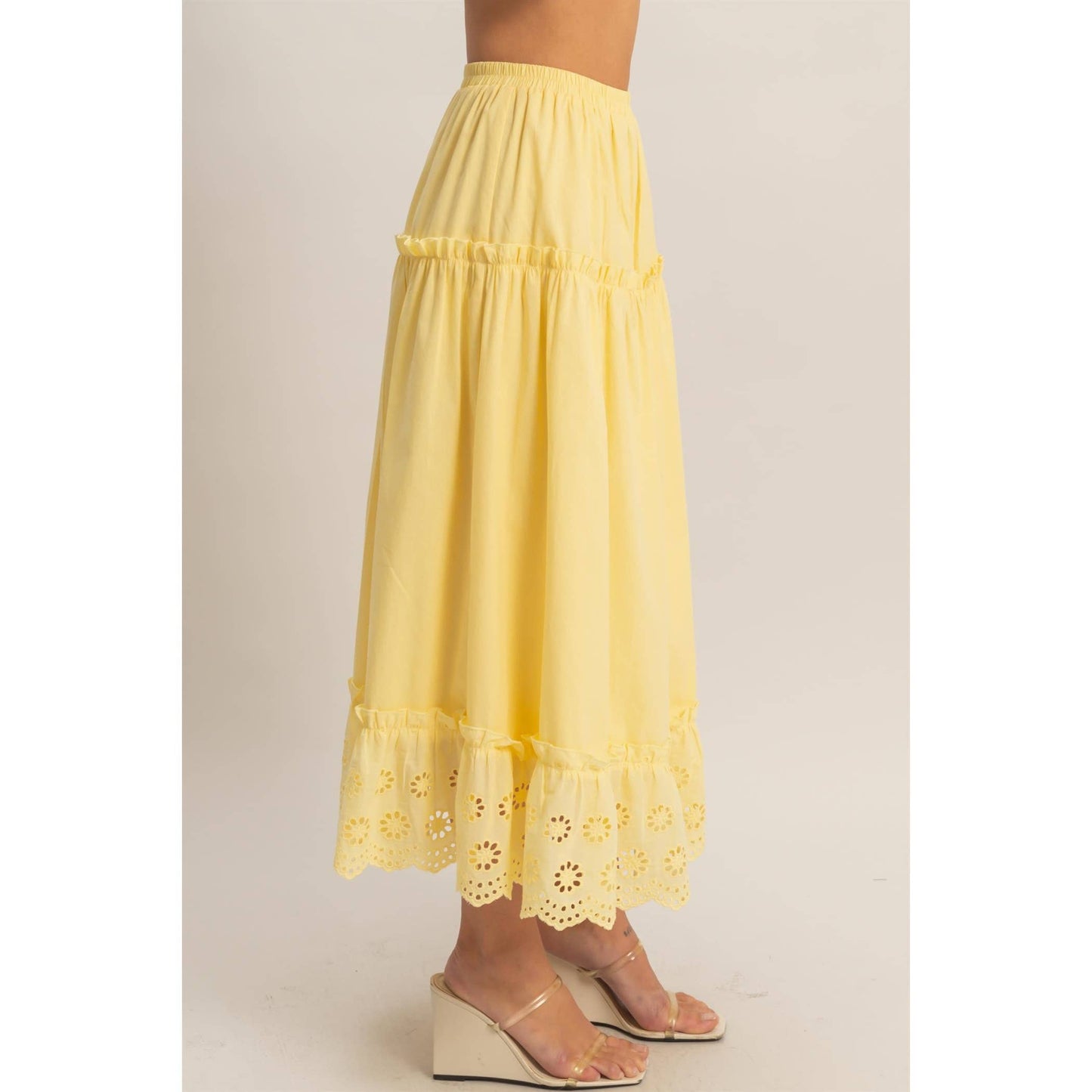 Tiered Eyelet Maxi Skirt
