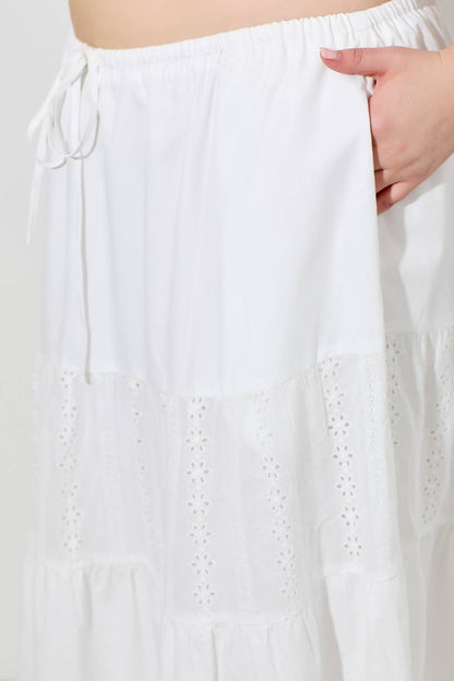 COTTON EYELET MAXI SKIRT