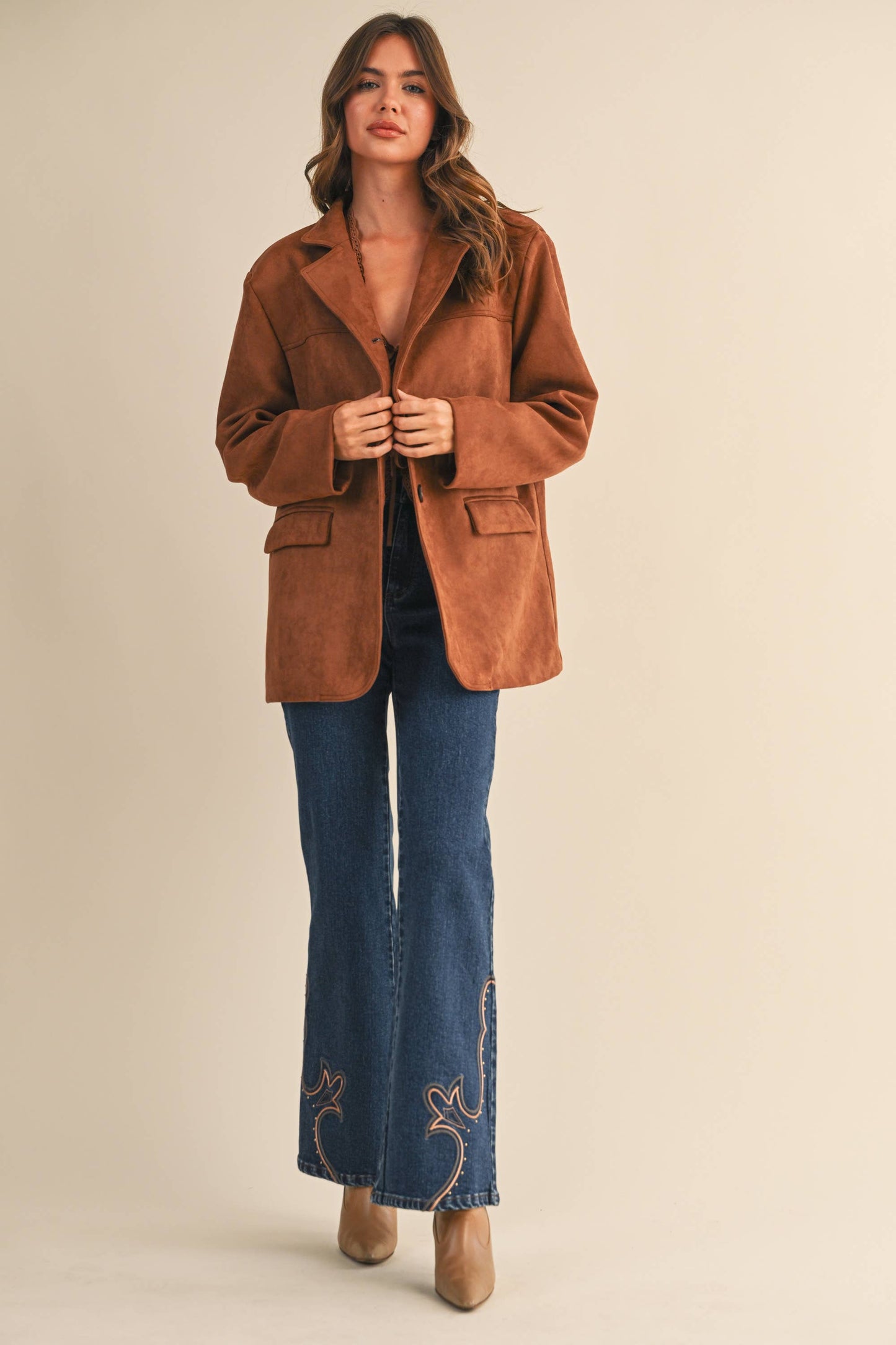 SUEDE OVERSIZED BLAZER JACKET