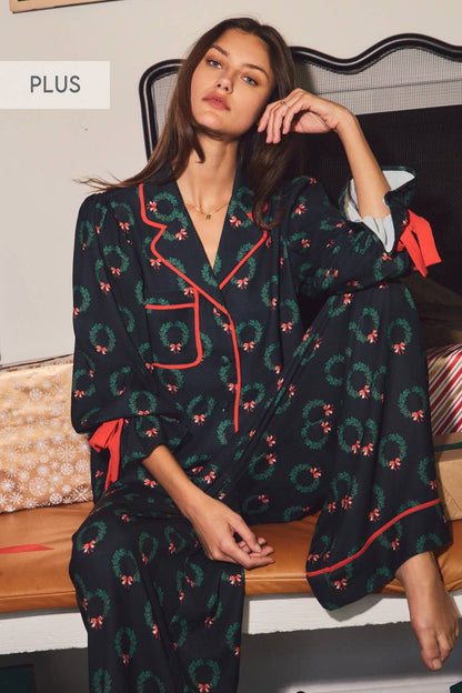 Plus Holiday Two-piece Pajama Set