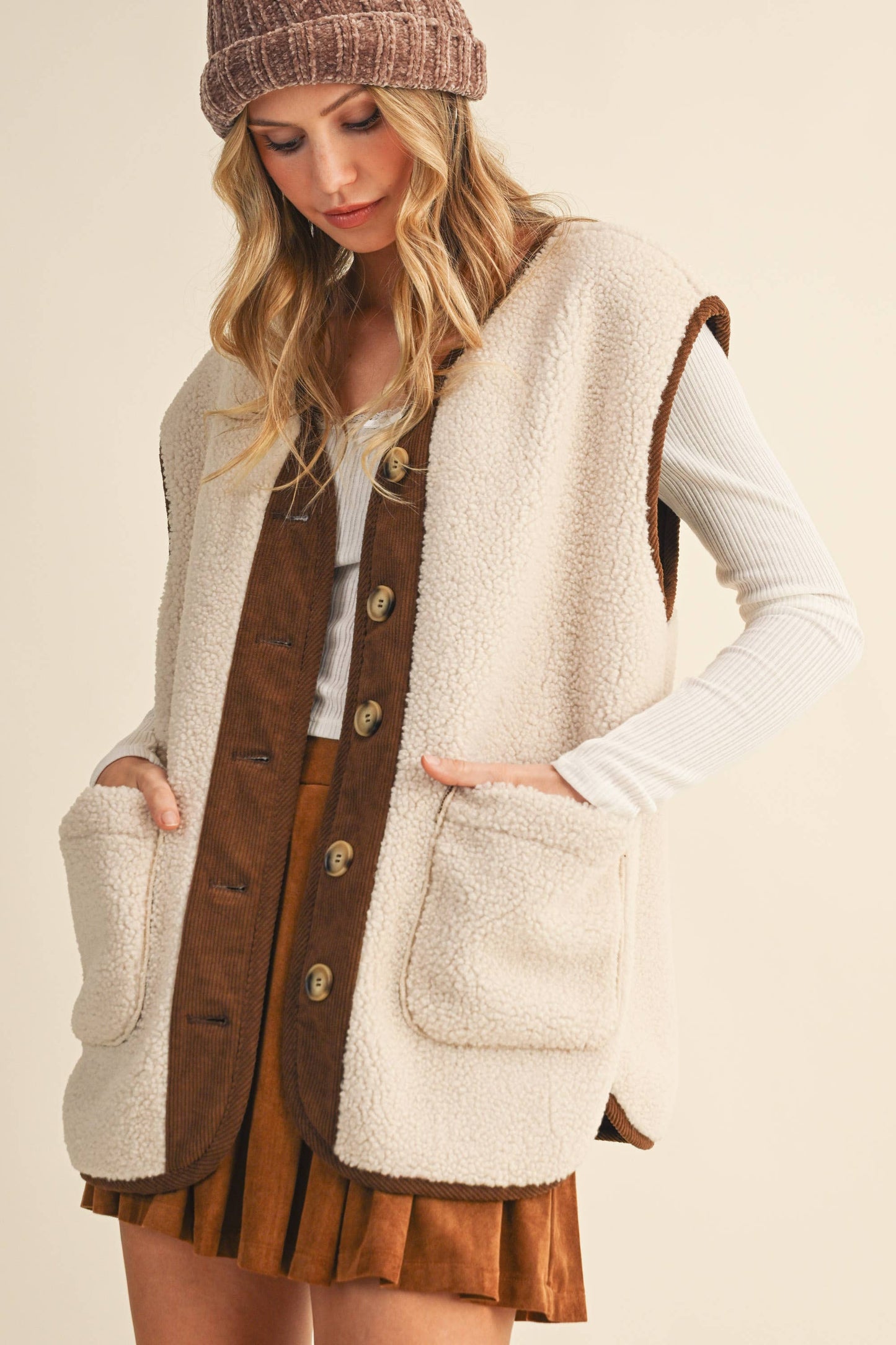 Fleece Button Vest