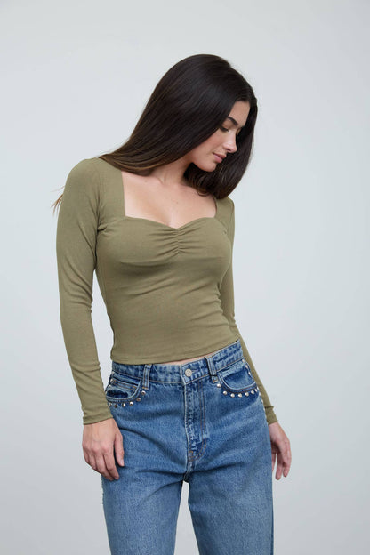 Sweetheart Square Neck Knit Top