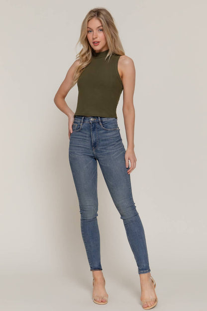 Mock Neck Brushed Tank Top