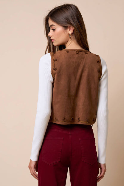 Suede Embroidered Vest