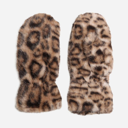 Leopard Fur Winter Mittens