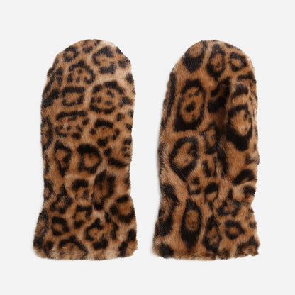 Leopard Fur Winter Mittens