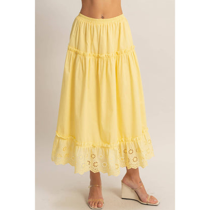 Tiered Eyelet Maxi Skirt