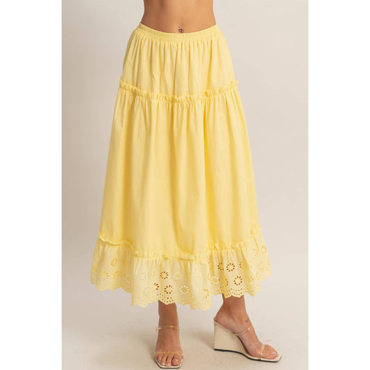 Tiered Eyelet Maxi Skirt