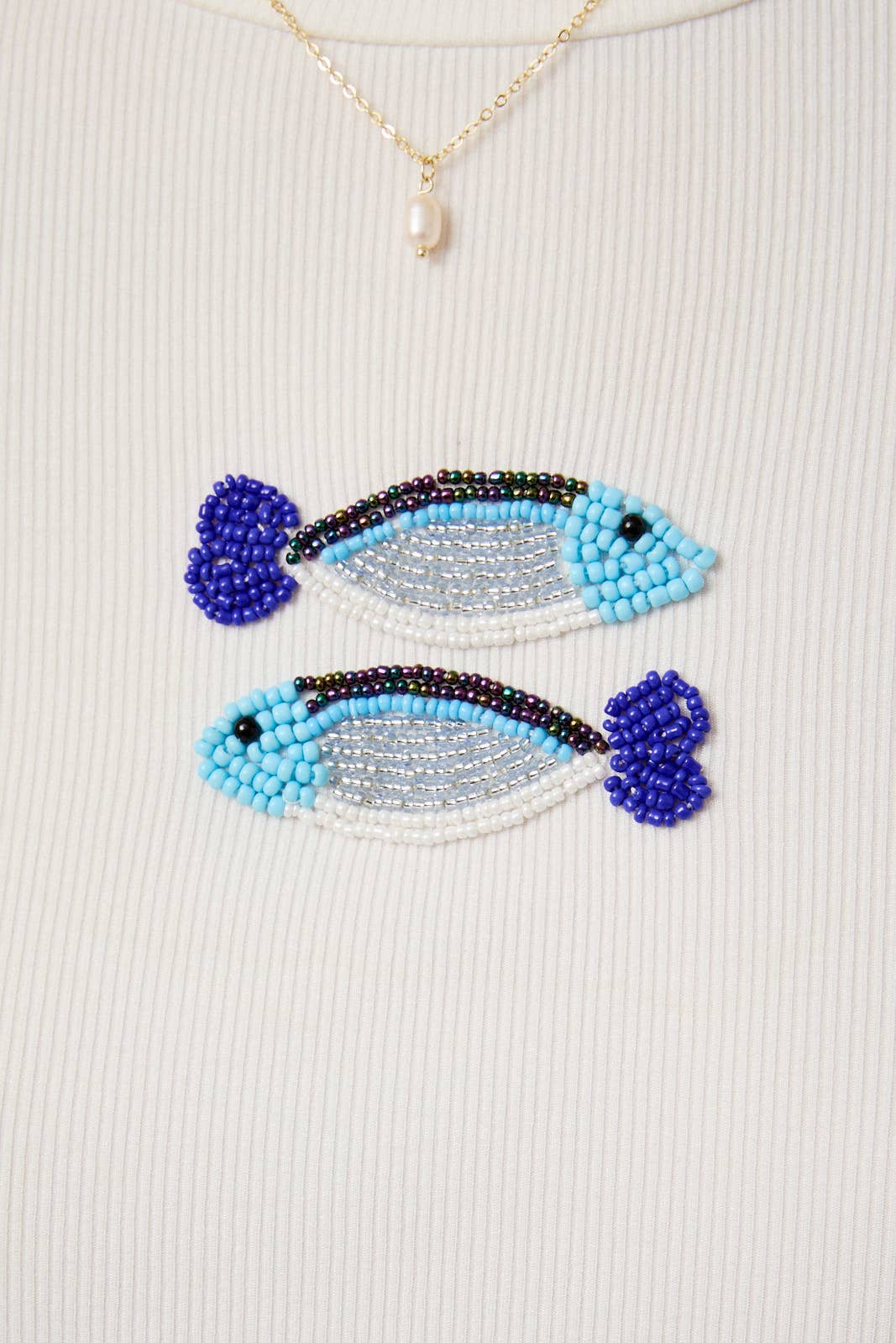 Beaded Fish Ribbed T-Shirt