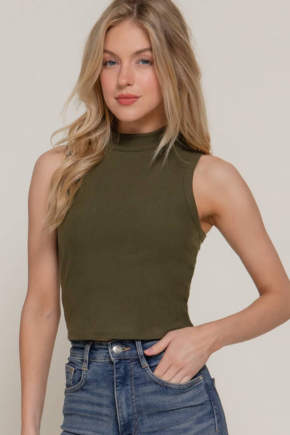 Mock Neck Brushed Tank Top