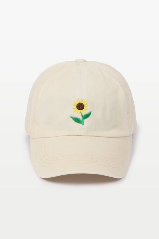 Sunflower Embroidered Baseball Hat