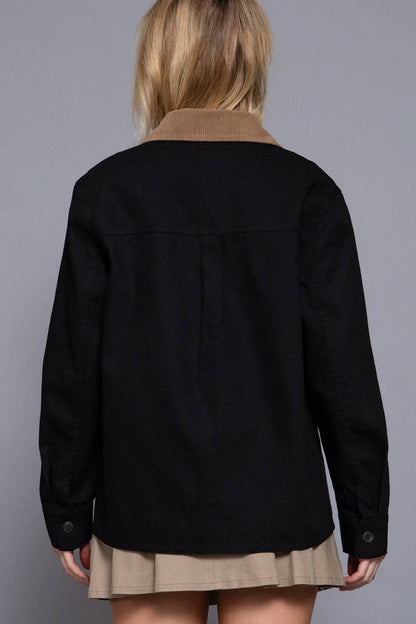 Corduroy Collar Twill Work Jacket