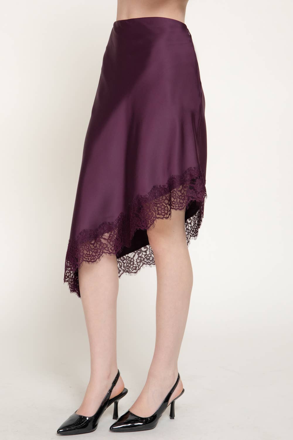 Asymmetrical Satin Midi Skirt